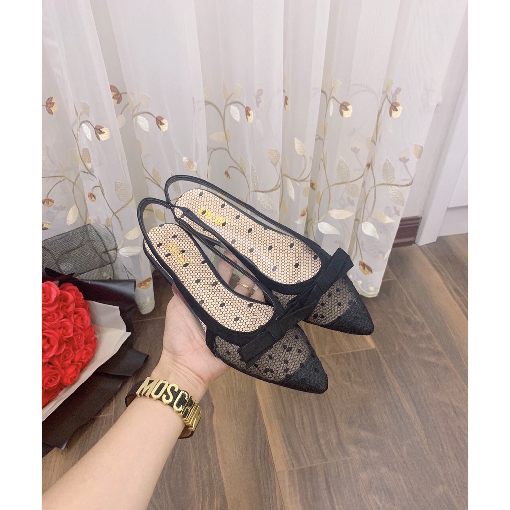 Giày bệt lưới chấm bi nơ nhí xinh xắn mũi nhọn mẫu mới 2020 | BigBuy360 - bigbuy360.vn