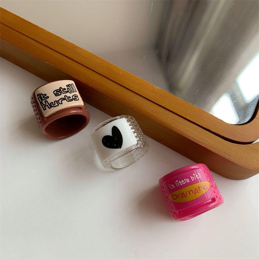 Nhẫn Nhựa Resin In Chữ Đơn Giản Thời Trang Cổ Điển Cho Nữ