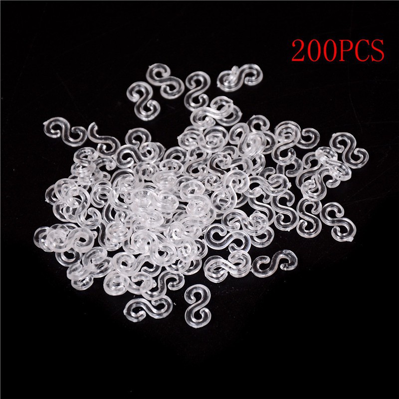 Set 200 Kẹp Nhựa Chữ S Màu Sắc Cầu Vồng Làm Vòng Đeo Tay