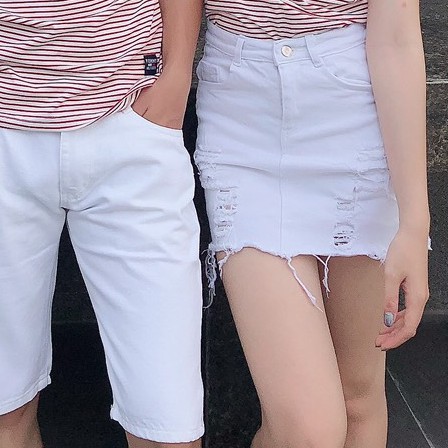 Chân Váy Ngắn Jean, CV Quần Bò Lót Trong Có Thể Chơi Tennis, Rách Màu Đen - Trắng | BigBuy360 - bigbuy360.vn