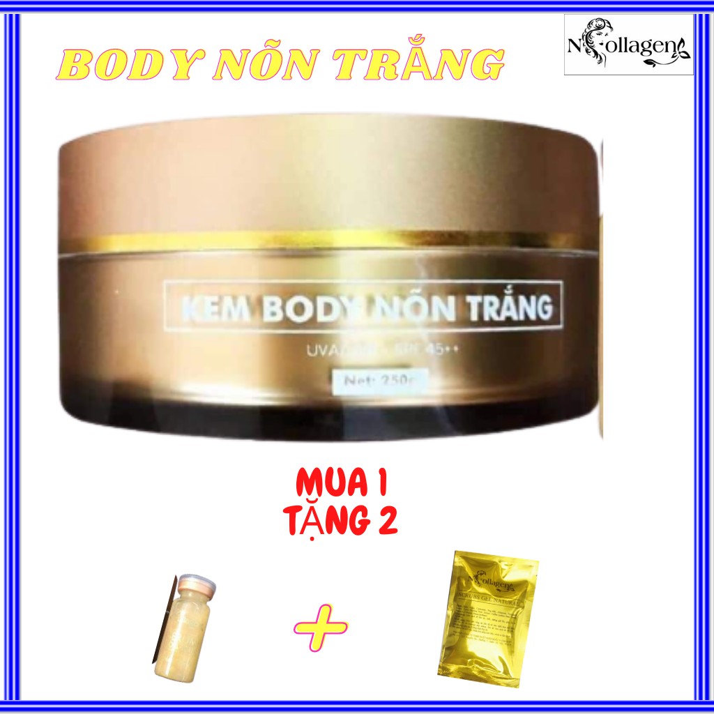 Kem Body Nõn Trắng N.collagen (Kem Dưỡng Toàn Thân Không Bết Rít). Khối Lượng 250G. Tặng Kèm Tầy Tế Bào Chết + Serum Kíc