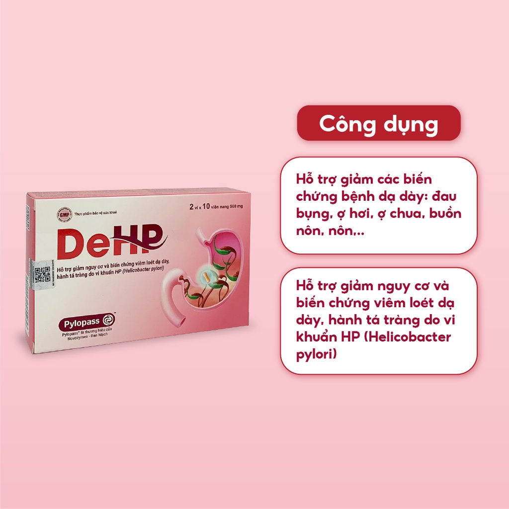 Thực phẩm bảo vệ sức khoẻ DeHP kiểm soát vi khuẩn HP gây loét dạ dày hộp 20 viên