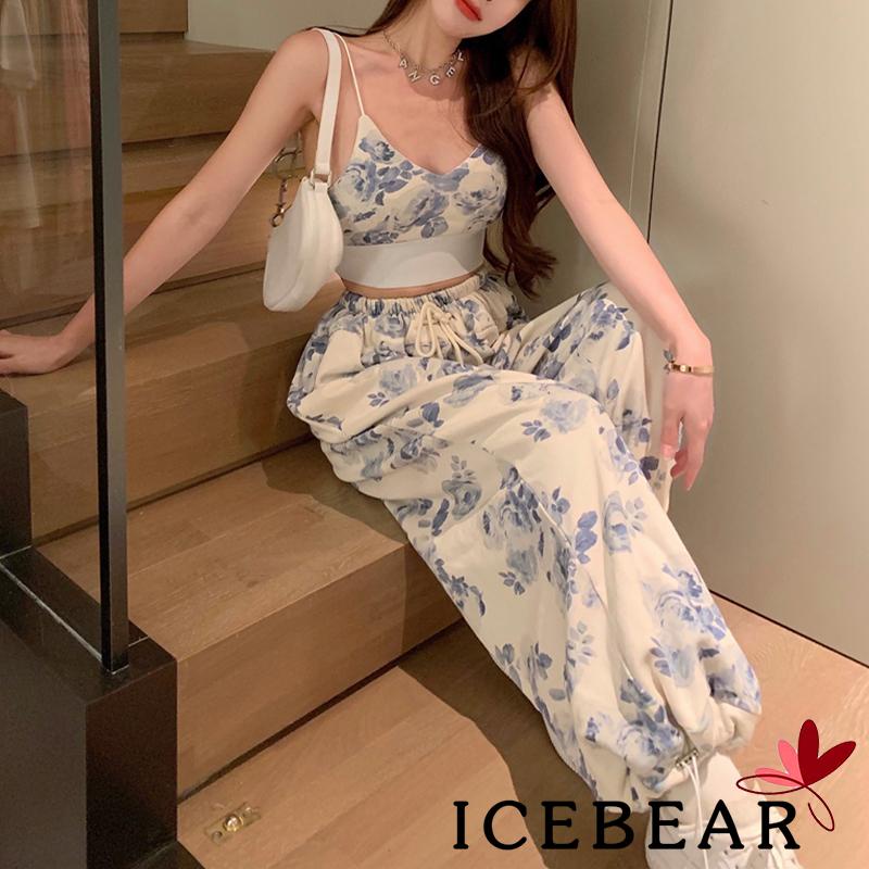 Set Áo Dây Hoạ Tiết Hoa + Quần Dài Lưng Thun Thời Trang Nữ