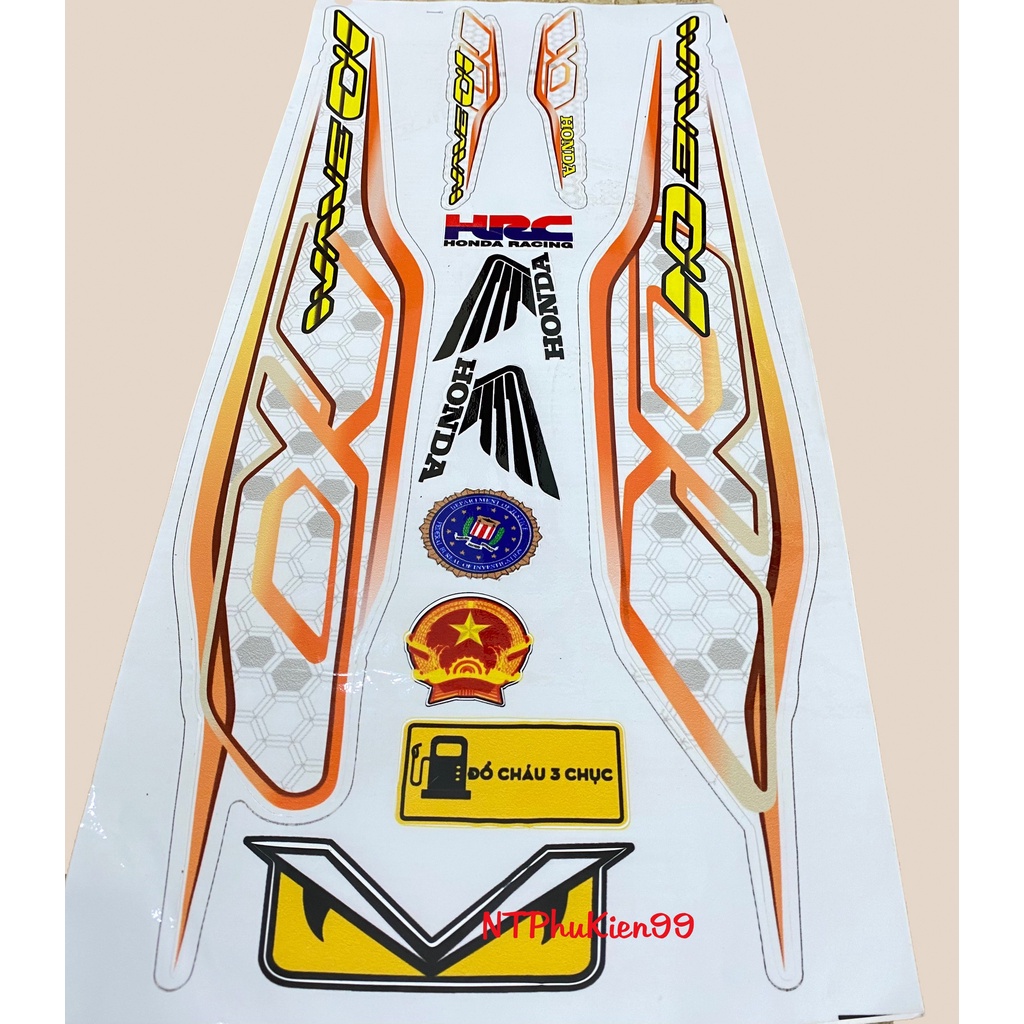Tem Rời Wave Alpha 50cc-100cc-110cc -Màu Vàng- 3 Lớp Siêu Đẹp