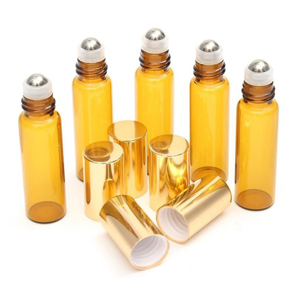 (Hàng Mới Về) Set 10 Lọ Thủy Tinh Rỗng Chiết Mỹ Phẩm 5 / 10ml Có Con Lăn Tiện Dụng