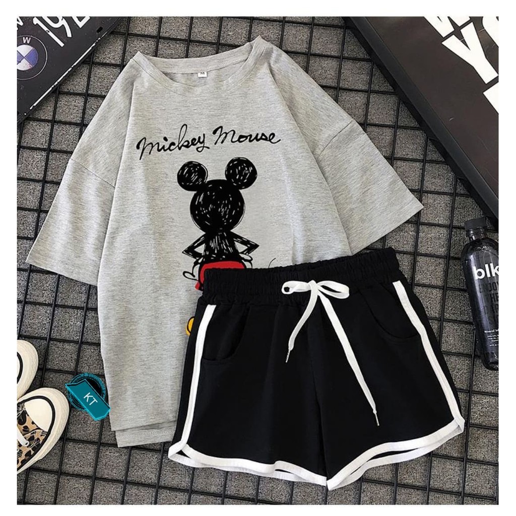 Sét áo phông Mickey quay lưng +quần viền KTH0720