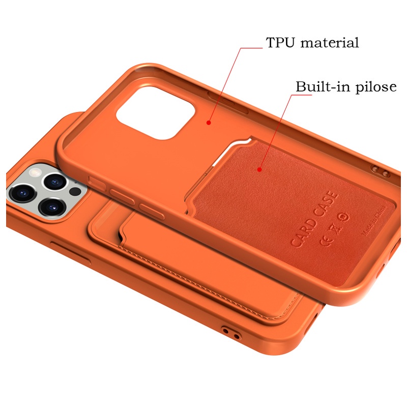 Ốp Điện Thoại Silicone Có Ngăn Đựng Thẻ Cho iPhone14 11Pro 11 Promax 12 12Pro 12mini 12Promax 8plus max xs xr