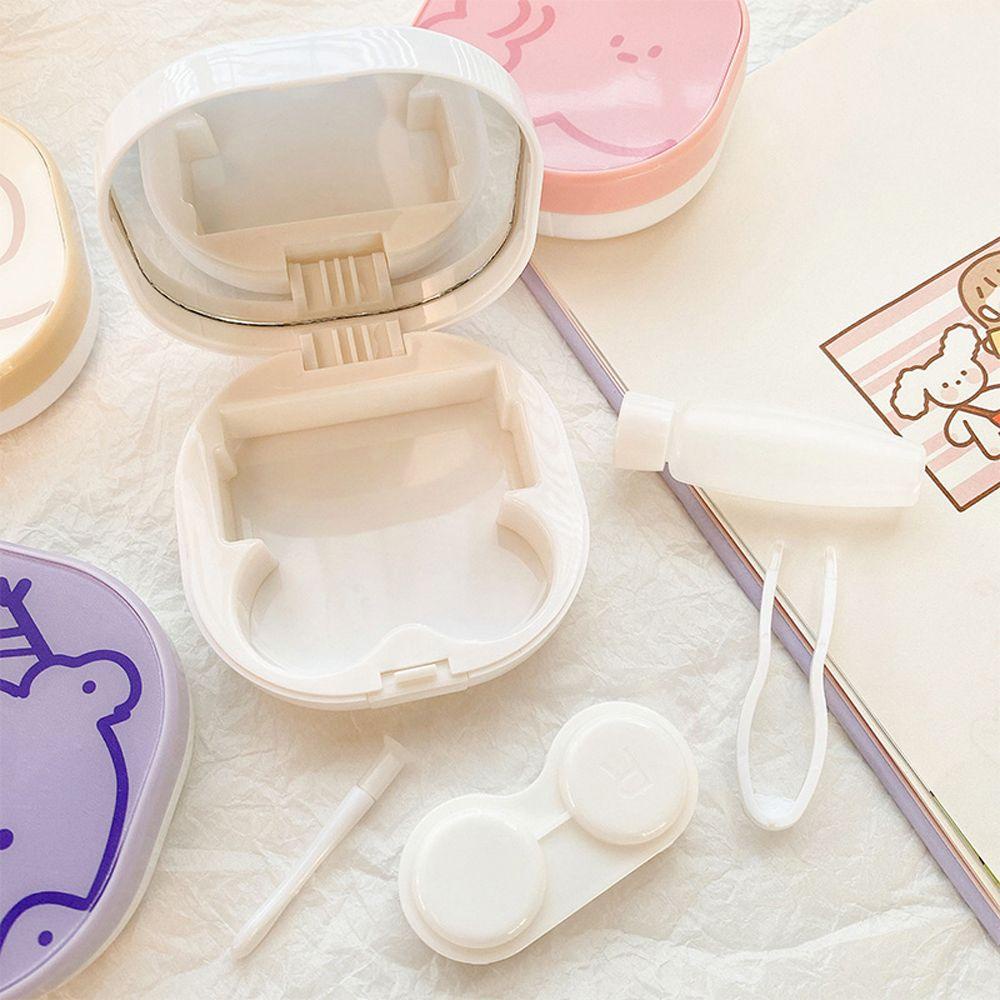 Hộp Đựng Kính Áp Tròng Chống Thấm Nước Hình Vuông Kèm Gương Soi Phong Cách Hàn Quốc Cho Nữ