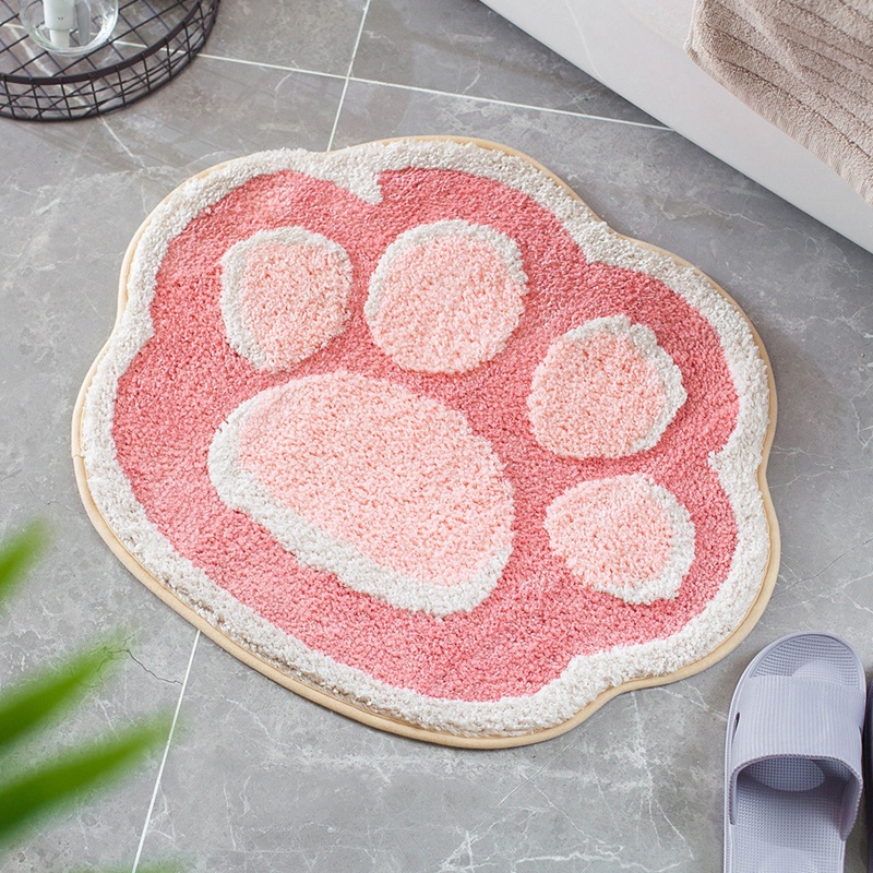 Thảm Chùi Chân Chống Trượt Thấm Hút Tốt In Họa Tiết Bàn Chân Mèo Hoạt Hình Siêu Đáng Yêu