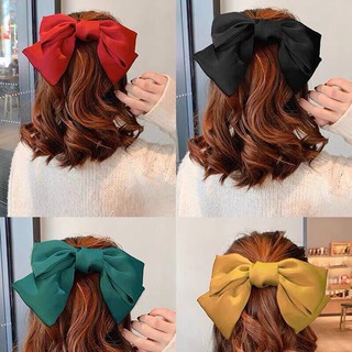 Kẹp tóc phối nơ bản to vải satin cao cấp kẹp tóc nơ hàn quốc