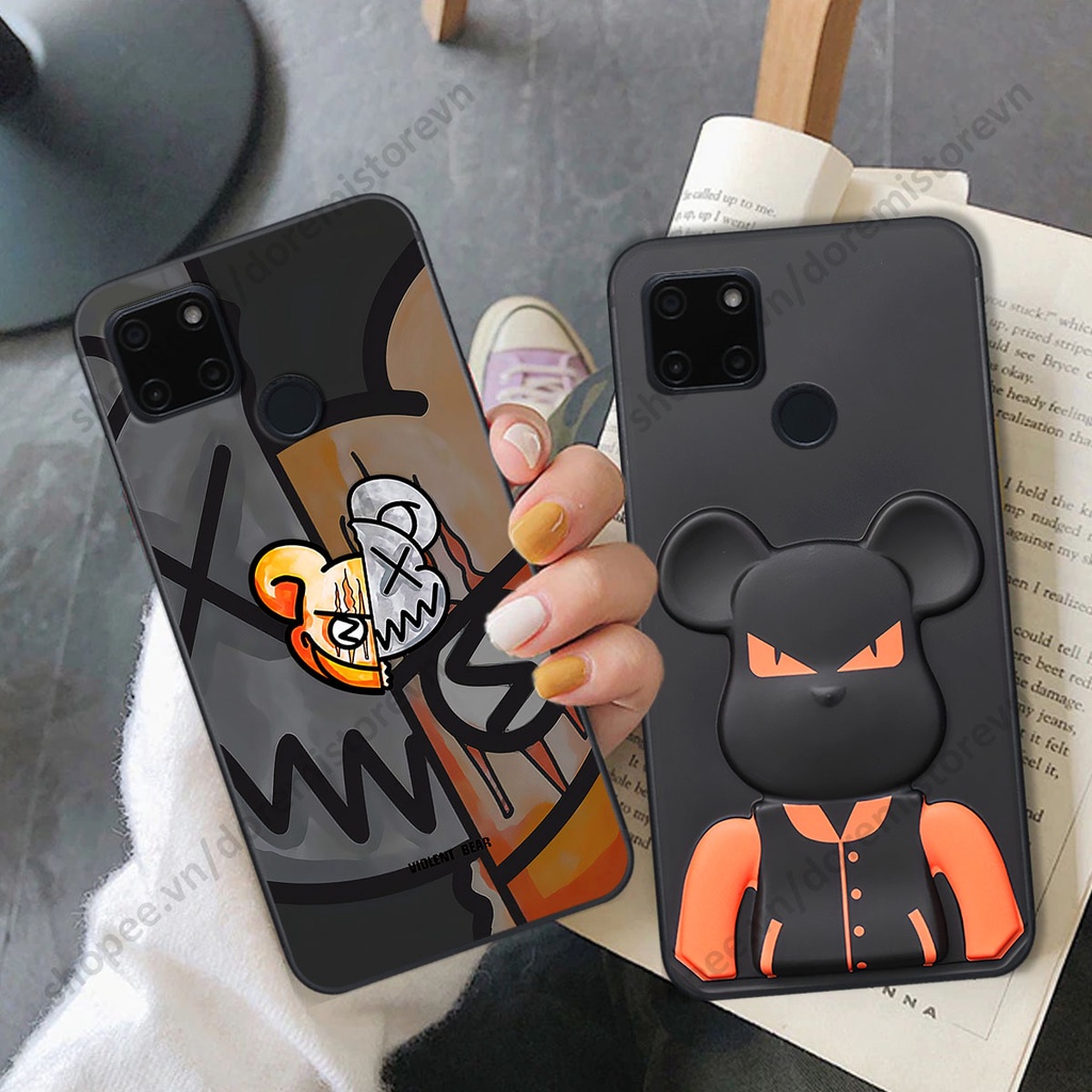 Ốp lưng Realme C20 / C21Y hình kaws, kith, bear brick nổi 3D phong cách độc đáo