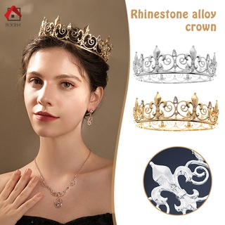 Vương miện hợp kim đính đá toàn diện phong cách hoàng gia cổ điển cho nam và nữ
