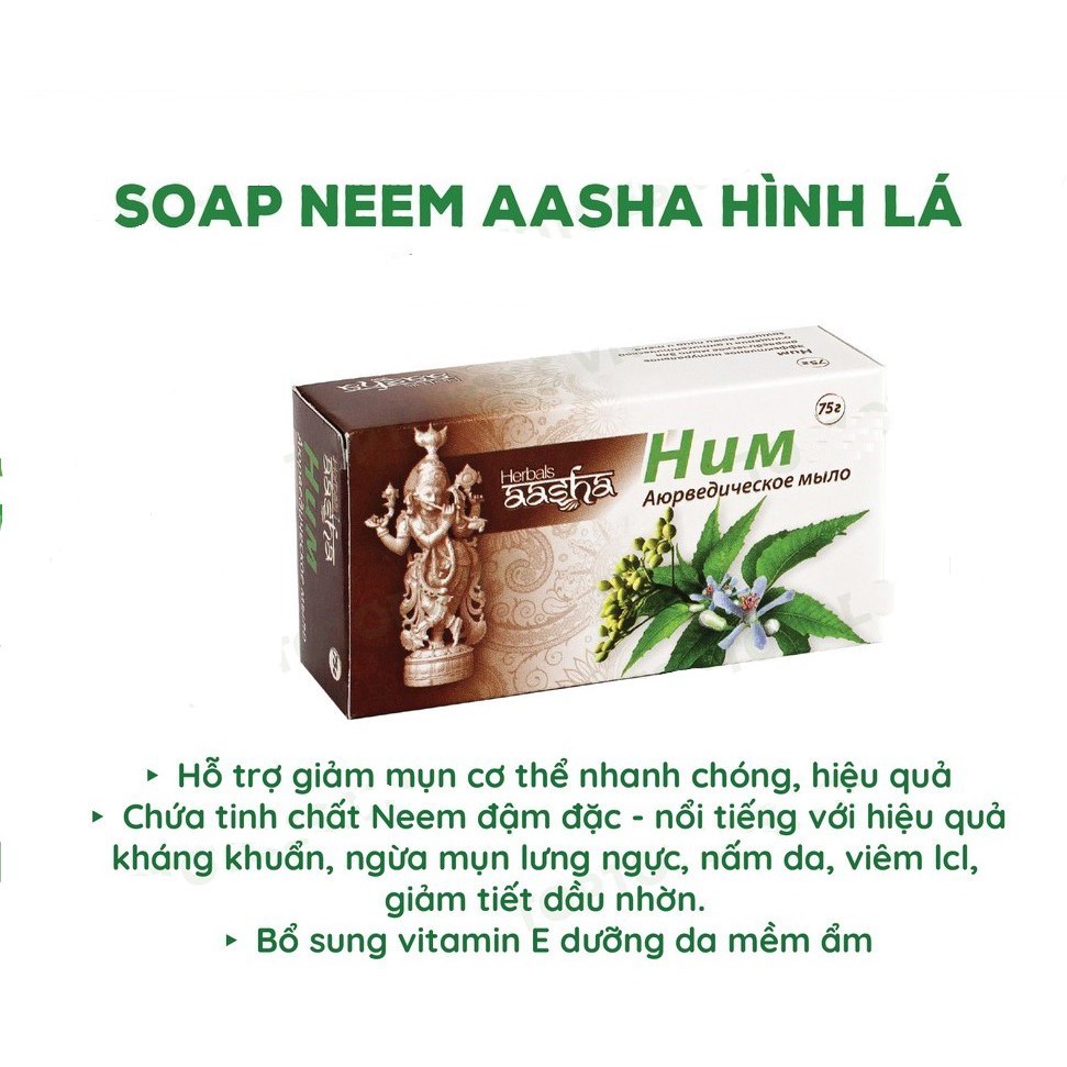 Soap, xà bông dưỡng ẩm Lá Nem Ấn Độ không làm khô da, giúp giảm mụn, mùi mồ hôi cơ thể