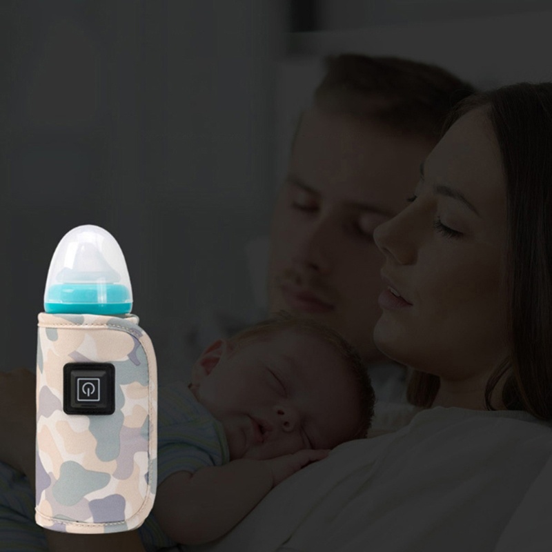 Vỏ Bọc Giữ Ấm Bình Sữa Em Bé Họa Tiết Rằn Ri Kết Nối USB Tiện Dụng