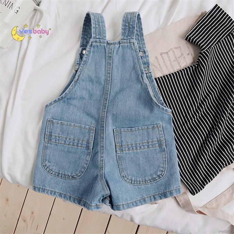 Quần Short Yếm Jeans Đáng Yêu Cho Bé Gái