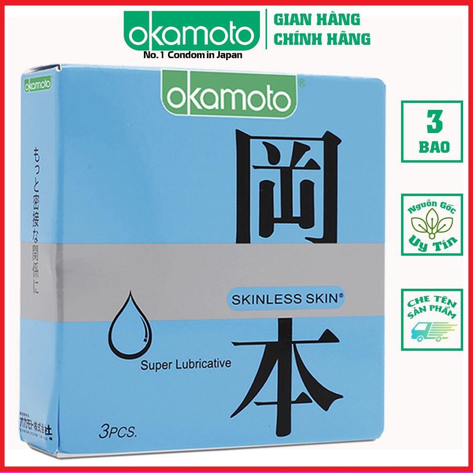[BCS CHÍNH HÃNG] Bao Cao Su Okamoto Skinless Skin Super Lubricated Siêu Bôi Trơn Hộp 3 Cái