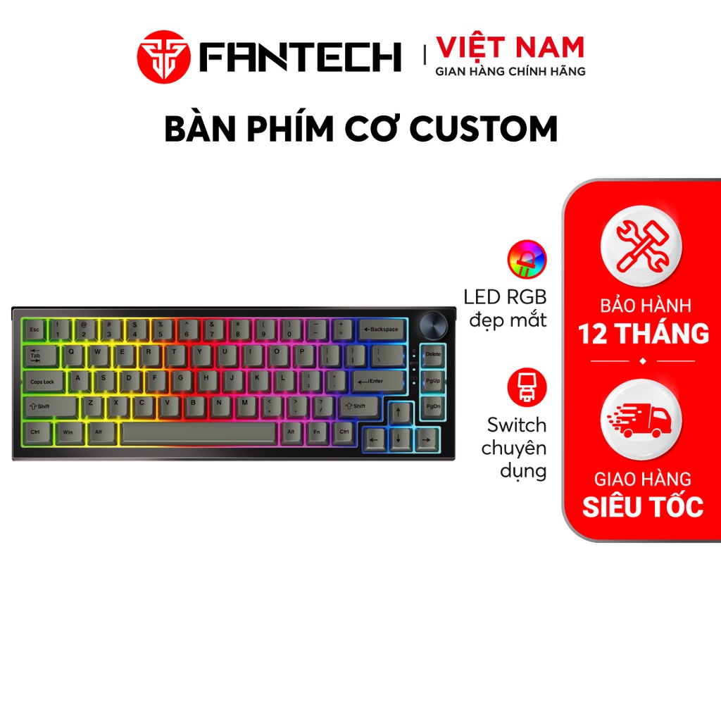 Bàn Phím Cơ Custom Bluetooth Không Dây  Tháo Lắp Hotswap FANTECH MK858 MAXFIT67 LED RGB -  Hàng Chính Hãng