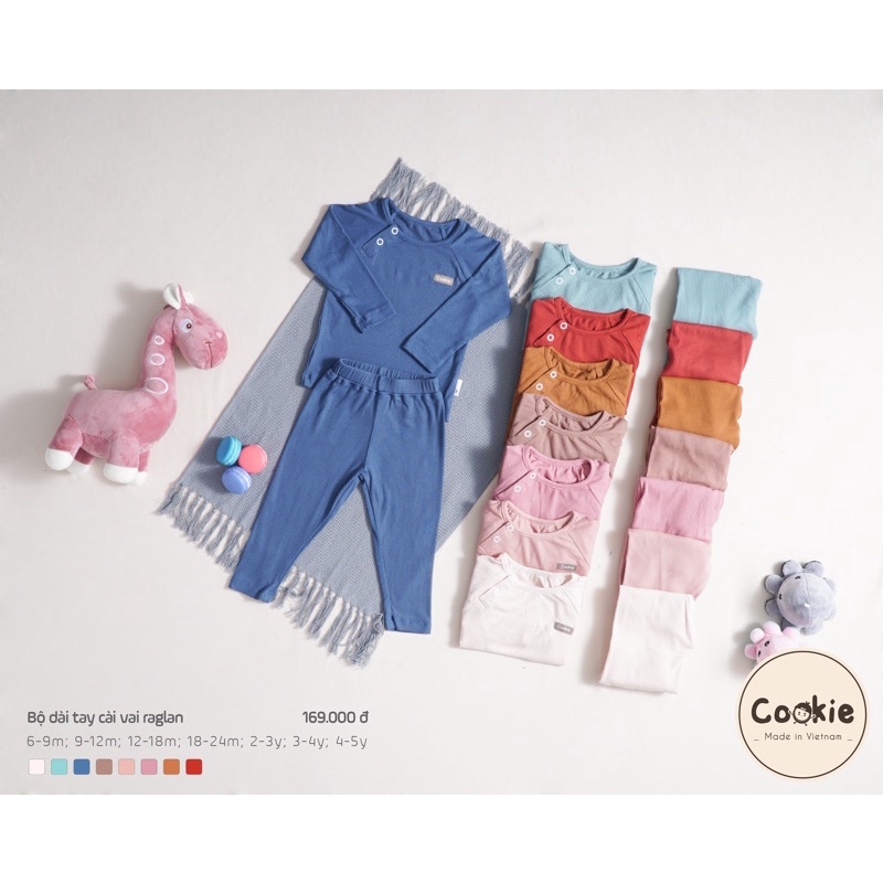 COOKIE - Bộ Dài Tay Raglan Cài Vai (Dành cho bé trai)