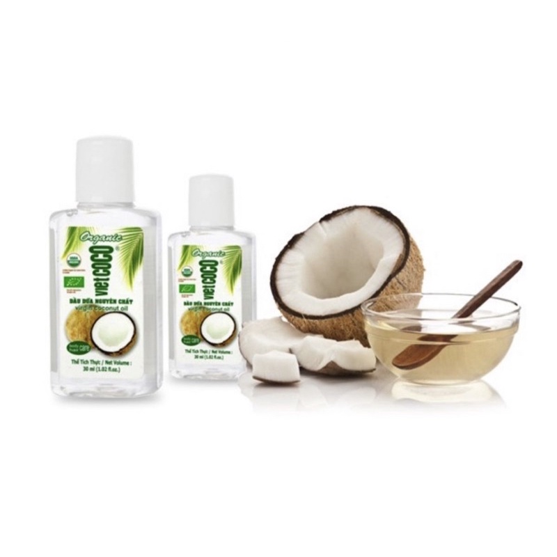 Dầu Dừa Làm Đẹp 100% Nguyên Chất Ép Lạnh Organic Vietcoco 30ml (Chính Hãng)