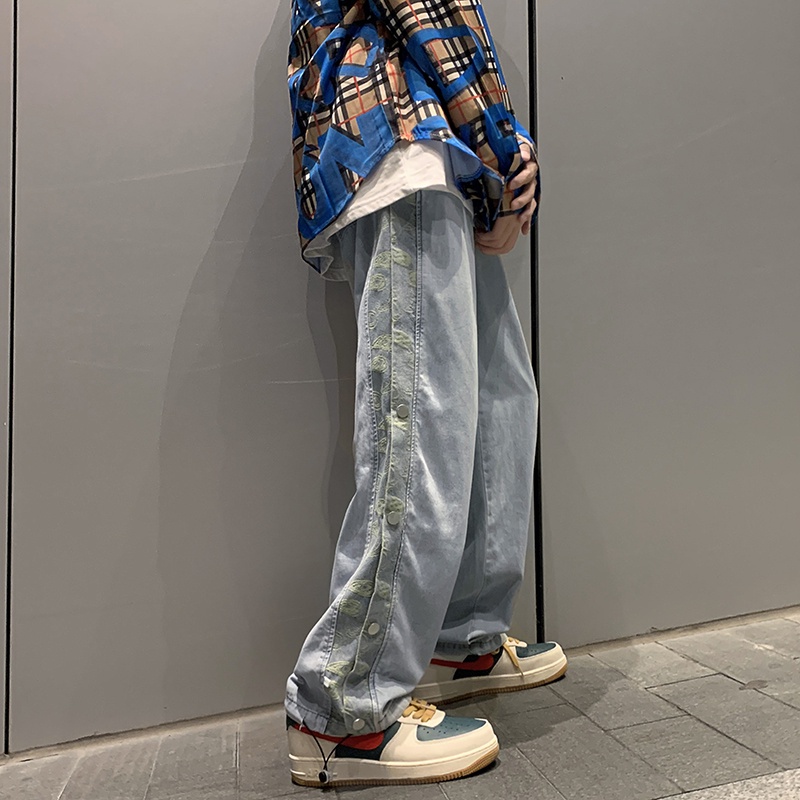 Quần jeans dài ống rộng thời trang Hàn Quốc cho nam