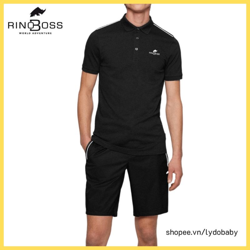Bộ thể thao nam hàng cao cấp RINOBOSS chất thun 95% cotton 5% spandex co giãn 4 chiều thoải mái thoáng mát áo polo