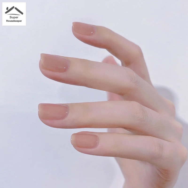 Set 24 Móng Tay Giả Ngắn Màu Nude Thời Trang