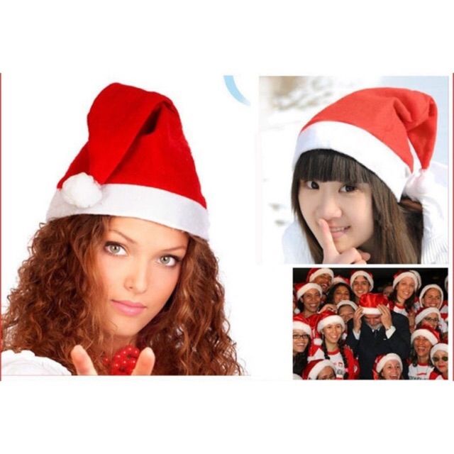 Mũ noel vải nỉ trơn dành cho bé