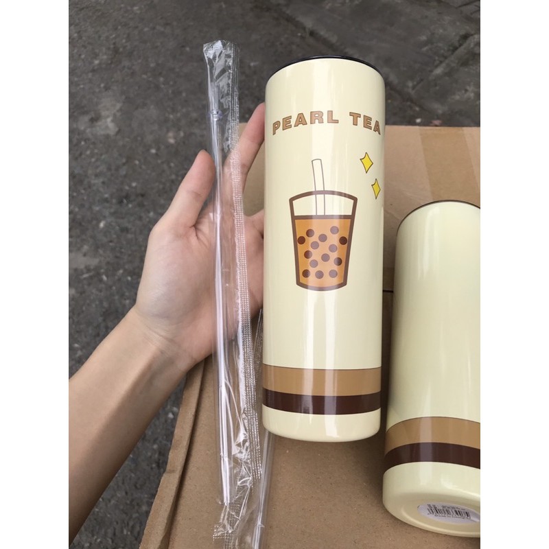 Bình giữ nhiệt inox  tặng kèm vòi + nắp .an toàn ly giữ nhiệt  650ml Hai Lớp chống va đập họa tiết KUTE