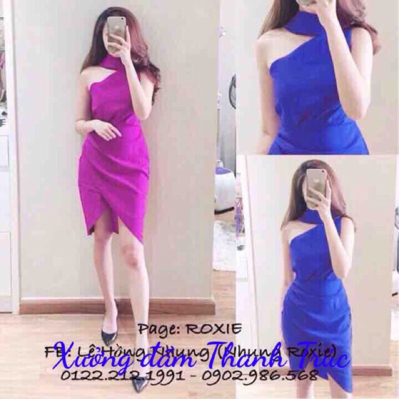 Đầm dự tiệc body lệch vai chocker | Free size _ kèm hình chụp thật phía sau