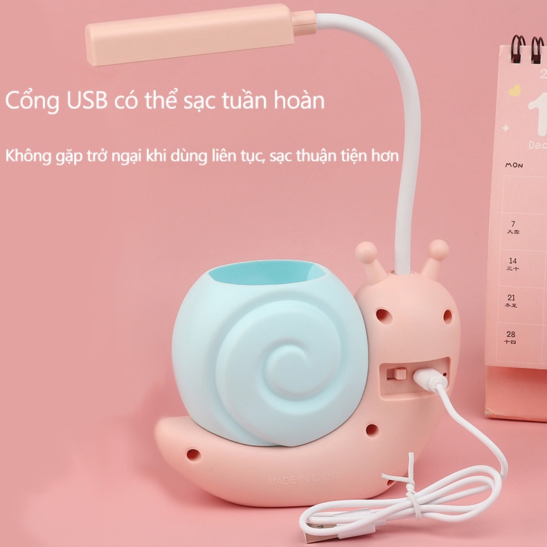 Đèn Học Đèn Học Tích Điện Chống Cận Hình Ốc Sên Mini Cho Bé Xoay 360