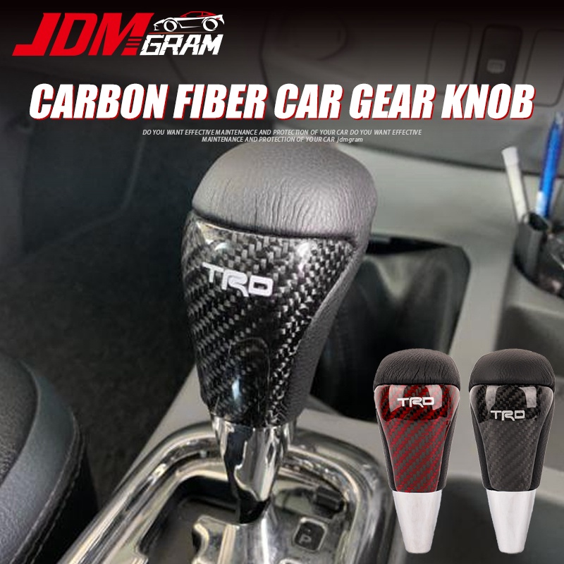Hộp số xe ô tô bằng sợi carbon TRD điều khiển bằng tay tự động trang trí da đa năng tự động đẩy xuống thanh gạt cần số tốc độ đầu tự động Phụ kiện nội thất