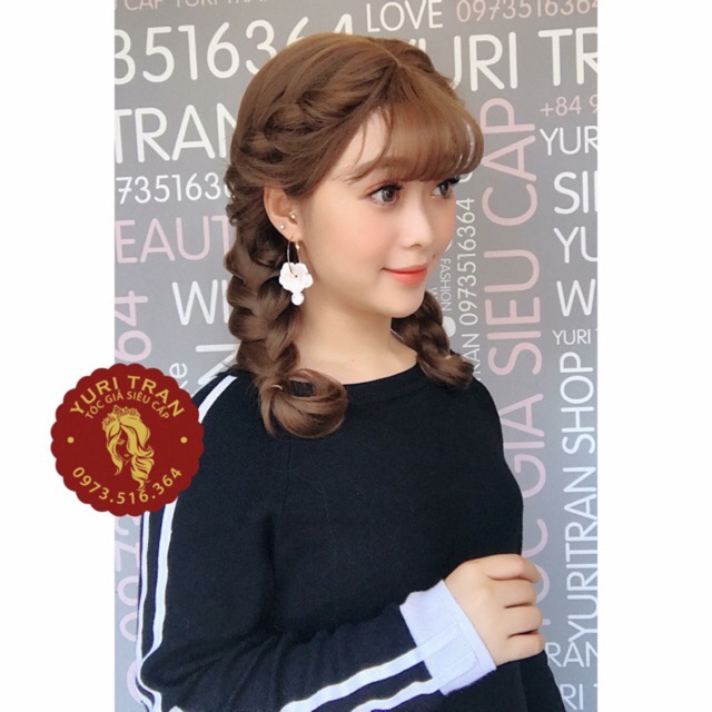 Tóc bộ siêu cấp YuriTran (Bộ xoăn đuôi nhỏ 45 nâu tây)