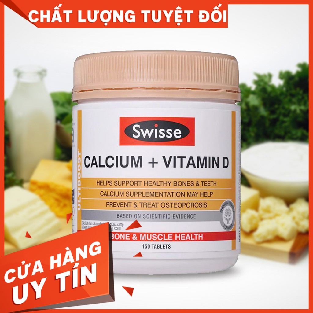 Viên uống bổ sung Canxi Swisse Ultiboost Calcium + Vitamin D - 150 viên