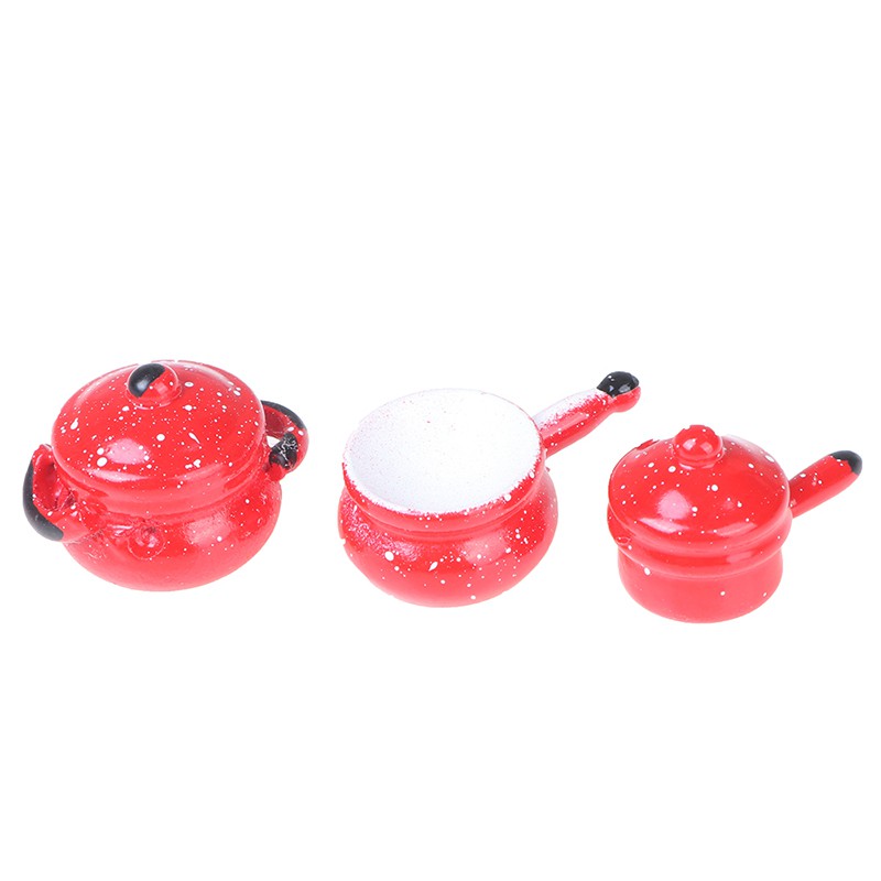 Set 3 Nồi Súp Mini Tỉ Lệ 1: 12 Trang Trí Nhà Búp Bê