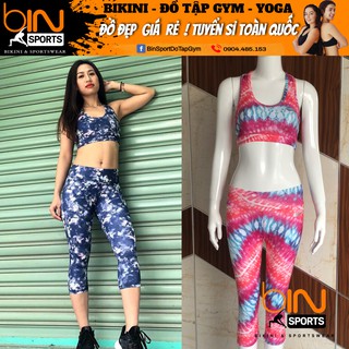 Sét đồ tập lửng họa tiết, đồ tập yoga, gym, aerobic thể thao BL009