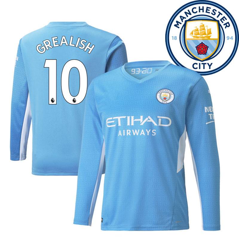 21 / 22 Manchester City Fc. Áo Thun Thể Thao Tay Dài De Bruyne Bernardo Grealish Foden