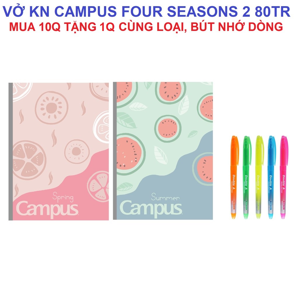 [Mã LIFEBOOK2 giảm 10% đơn 0Đ] [GIAO HỎA TỐC] Vở KN Campus Four Seasons 2 80 trang - Mua 10 tặng 1, bút nhớ dòng