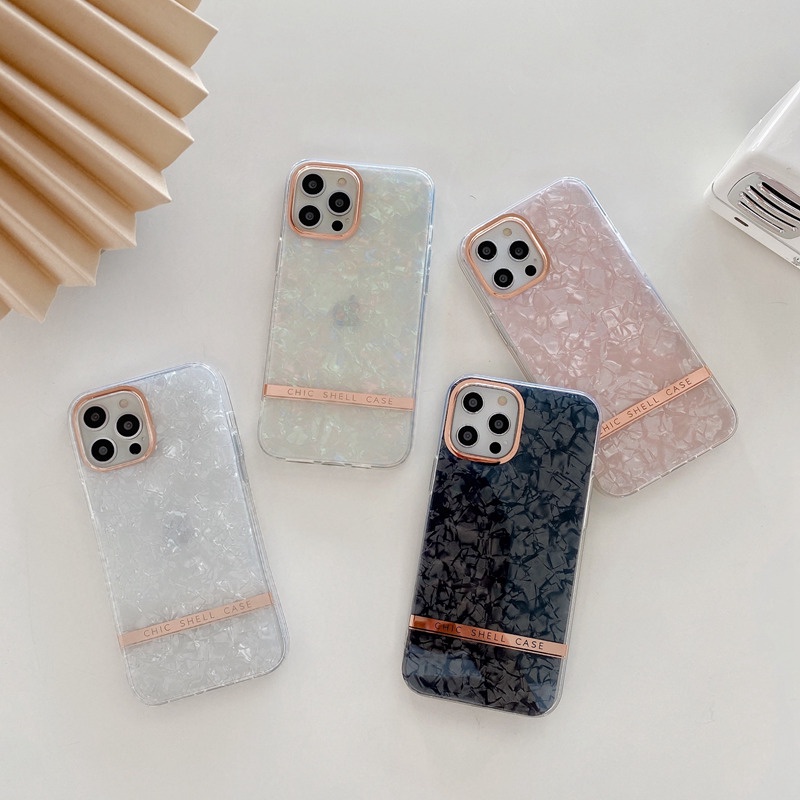 Ốp Điện Thoại Họa Tiết Vỏ Ốc Xà Cừ Sang Trọng Chống Sốc Cho iPhone 11 12 13 Pro Max 14 14 Pro 14 Pro Max 12 Pro 13 Pro