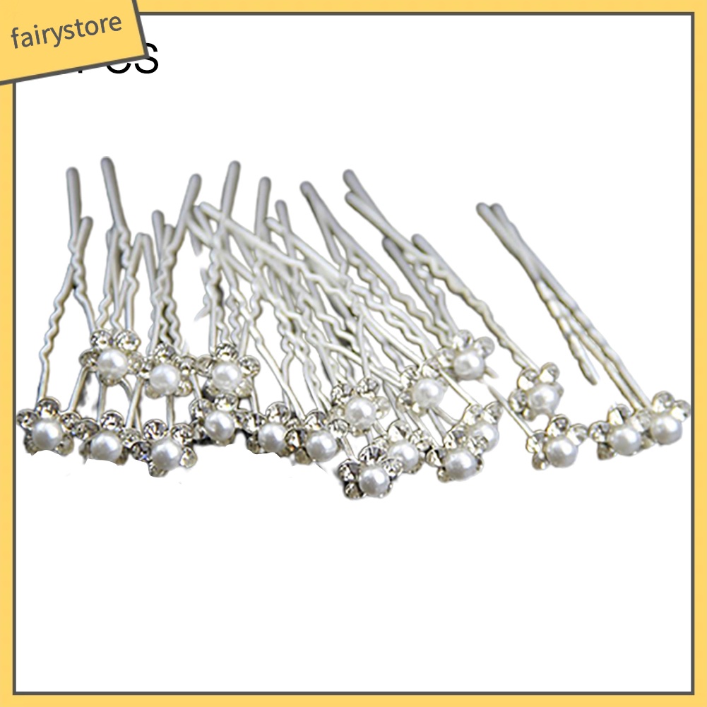 Set 20 kẹp tóc đính đá và ngọc trai giả thanh lịch dành cho cô dâu