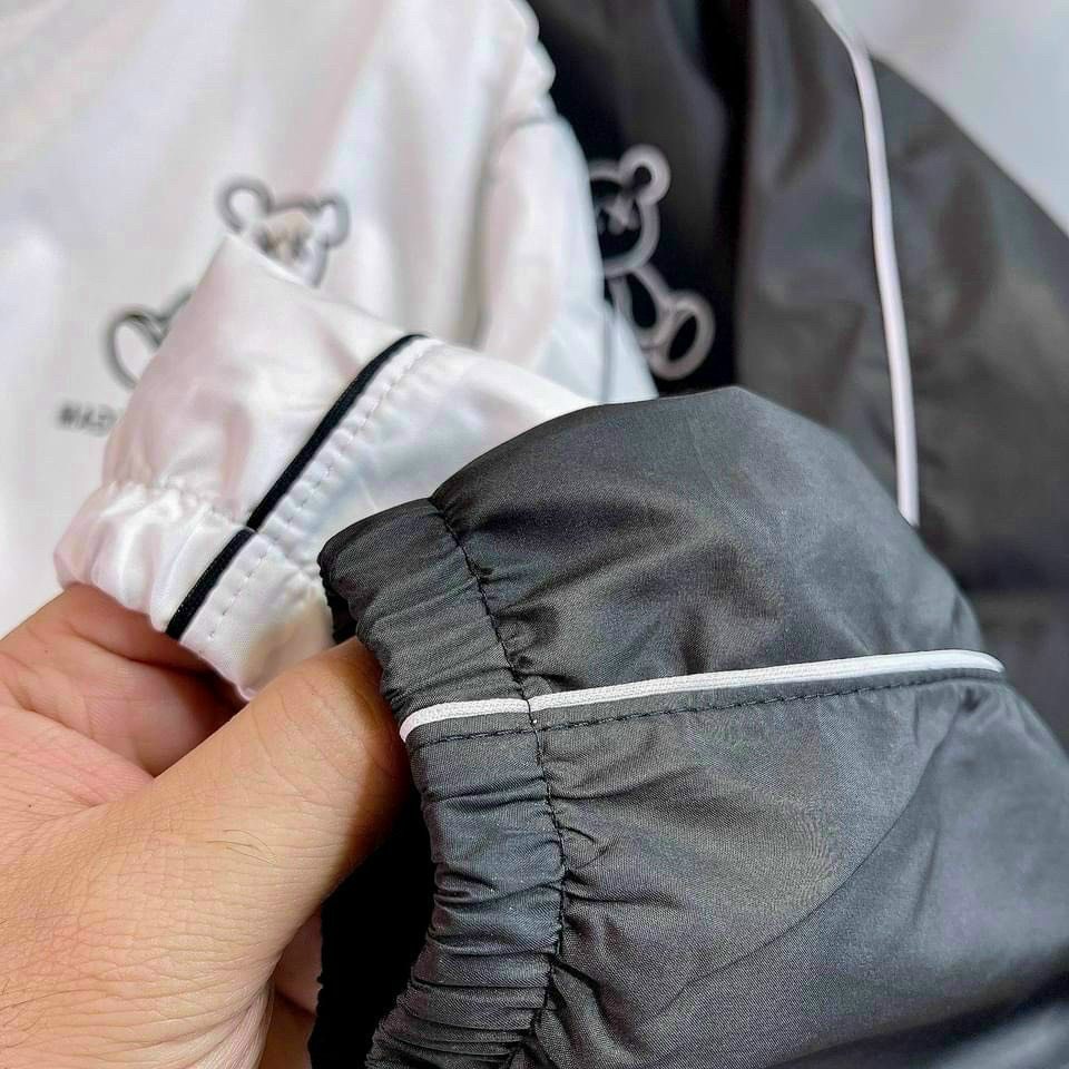 Áo Khoác Nam Nữ Cổ Cao Vải Dù 2 Lớp Che Nắng Logo In GẤU MADEIN Kiểu Zip Kéo Thời Trang Cá Tính Mới Siêu Hot