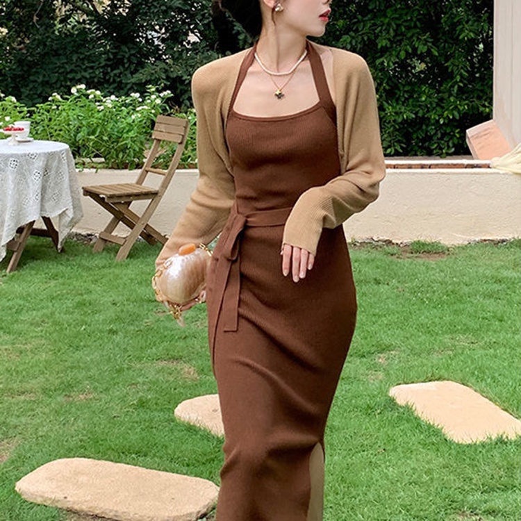 IELGY Đầm Dệt Kim Không Tay Dáng Ôm Thời Trang Dành Cho Nữ