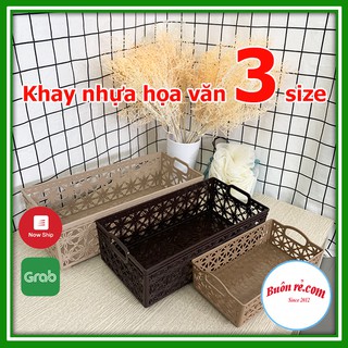 Khay nhựa thiết kế hoa văn đẹp mắt Kiến Thành Đạt 3 size Buôn Rẻ 01167-01168-01169