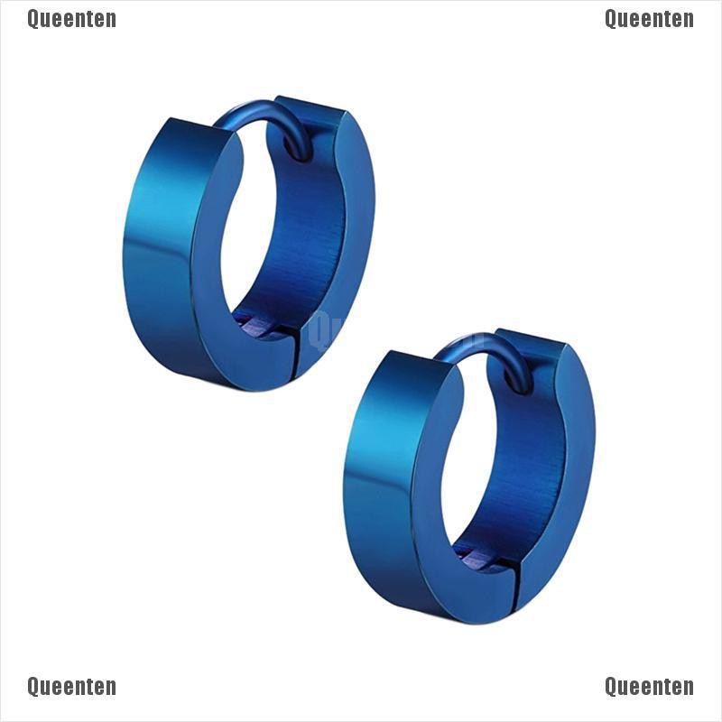 ★Queen★1 Pair PUNK Men Women Hoop Ear Stud Stainless Steel Earring Hoop Piercing