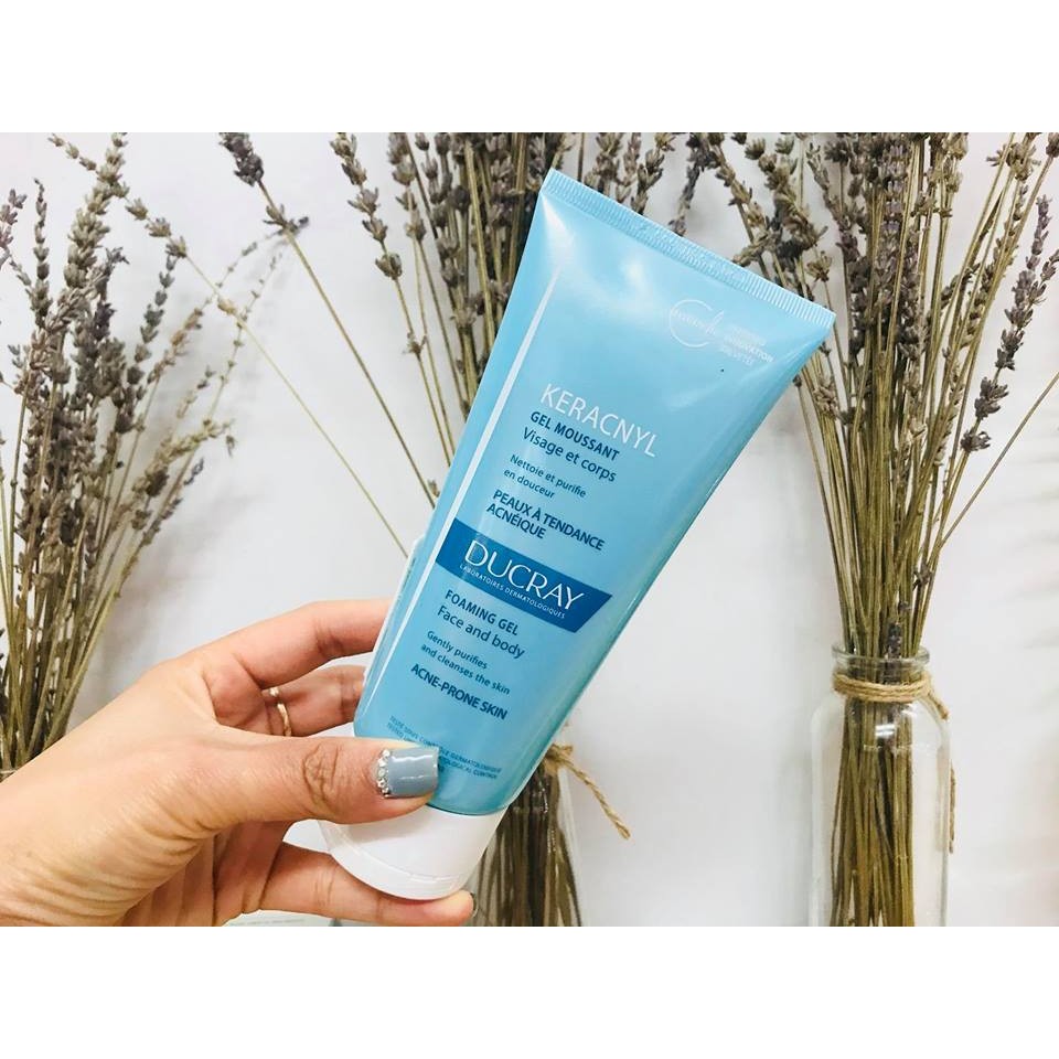 [TEM NHẬP KHẨU] Gel Rửa Mặt Ducray cho Da Nhờn Mụn (200ml) - Ducray Keracnyl Gel Moussant