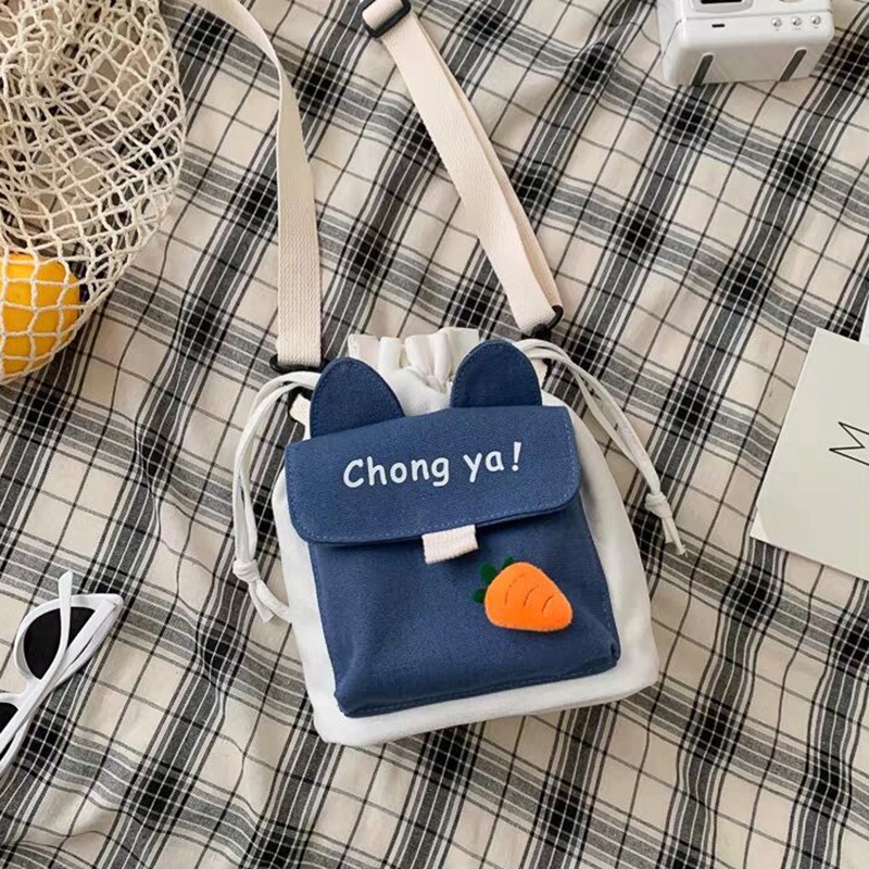 Túi Vải Canvas Đựng Điện Thoại Thiết Kế Dễ Thương Cho Nữ Sinh