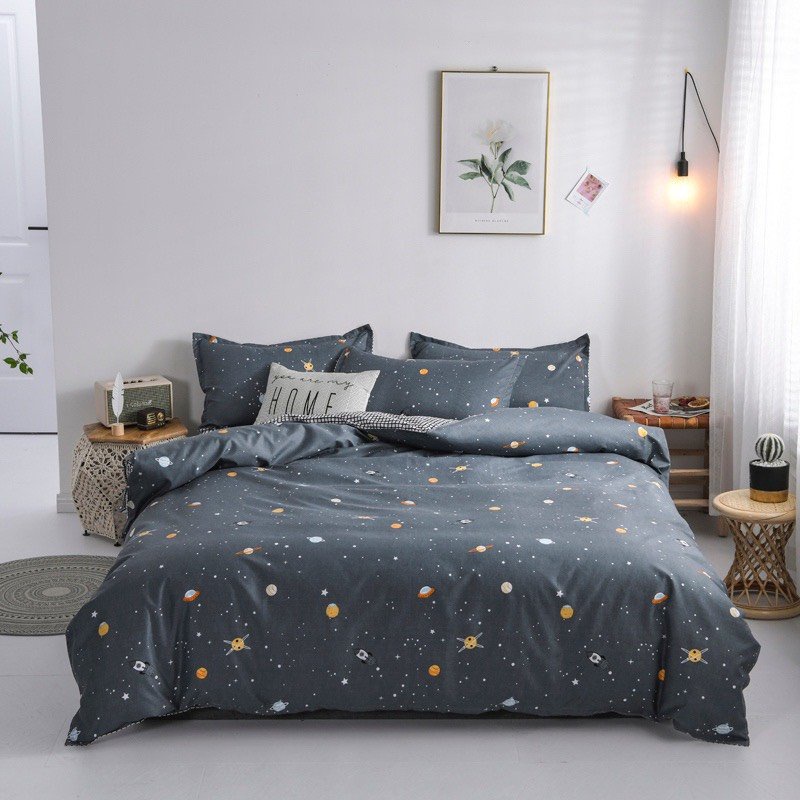Bộ chăn ga gối cotton poly _ Dải thiên hà_ mẫu mới. Set chăn ga 3 món, 4 món, 5 món Happy Bedding