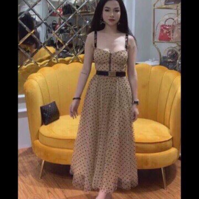 Đầm xoè hai dây voan bi
