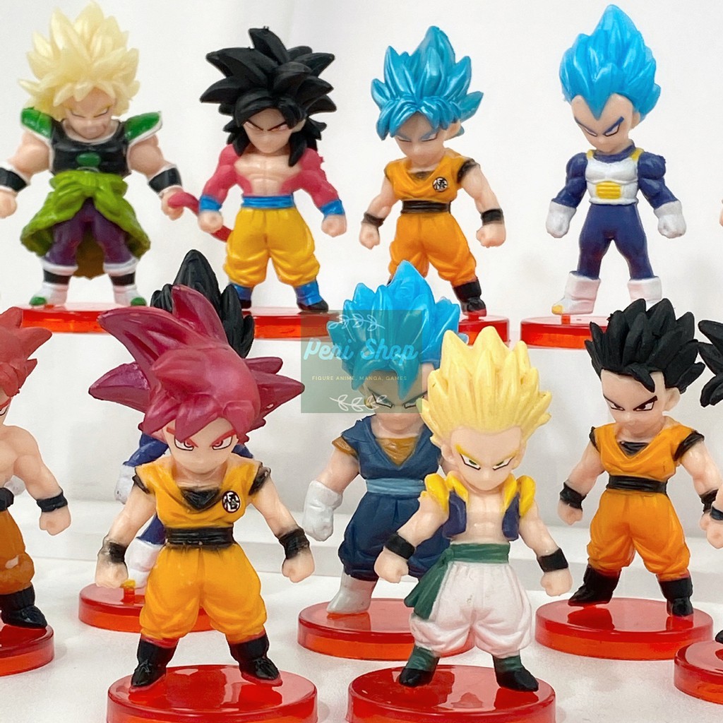 Bộ 16 Mô Hình Dragon Ball Chibi Nhân Vật Goku Gogeta Vegeta Broly Gohan Frieza Buu Ver.2 Cao 7cm - 7 Viên Ngọc Rồng