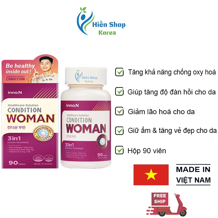 Viên uống collagen và cấp ẩm Condition Woman làm tăng vẻ đẹp làn da DATE 2023