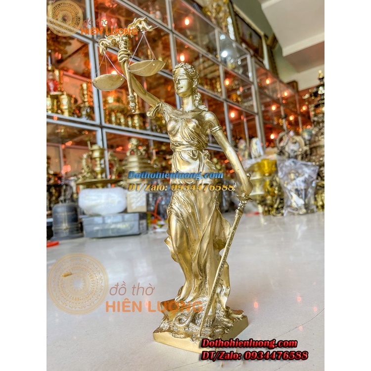 Tượng Nữ Thần Công Lý Bằng Đồng Vàng Nguyên Chất Cao 27cm, Nặng 1,4kg Đẹp Tinh Xảo